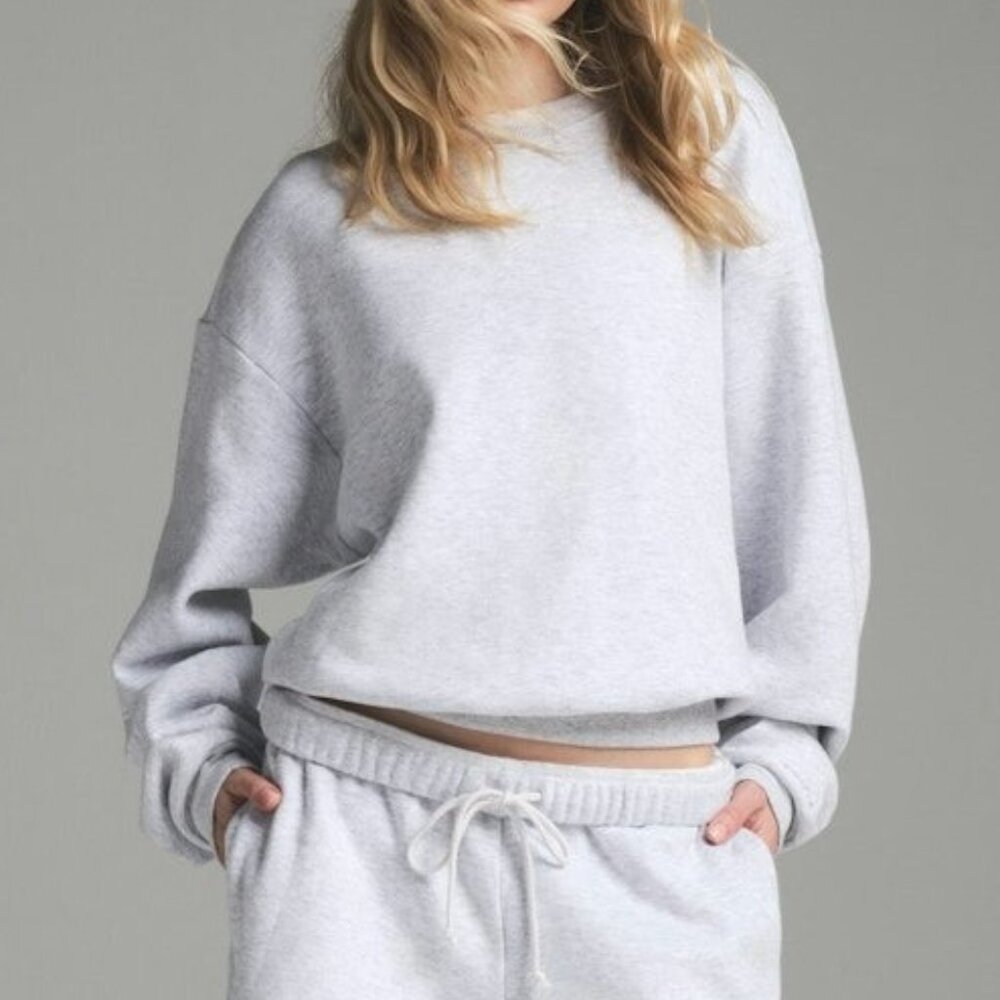 Skims Cotton Fleece Classic Crewneck Heather Grey Size Small